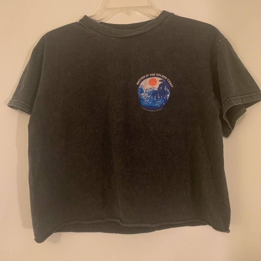Brandy-melville Women's Black and Blue Crop-top